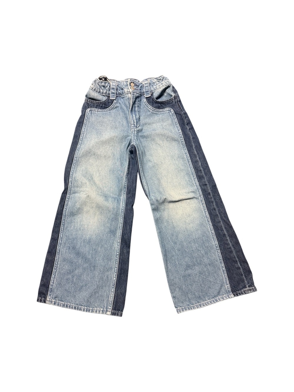 Gap Kids High Rise Wide Leg Jeans Girls Size 10 Two Tone Denim - Picture 1 of 13
